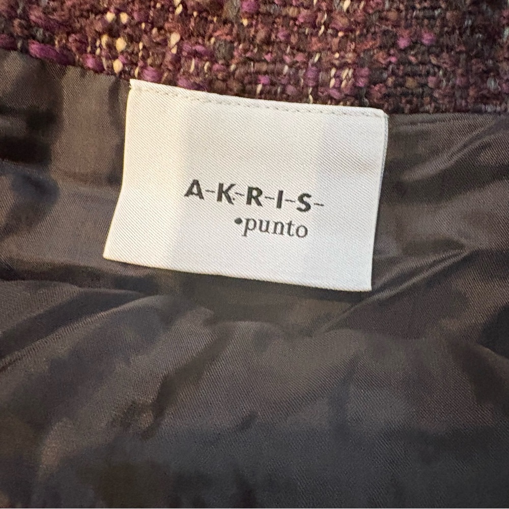 Akris Punto Multicolor Double Pleat Tweed Wool Blend Skirt, Sz 6 - Picture 13 of 13